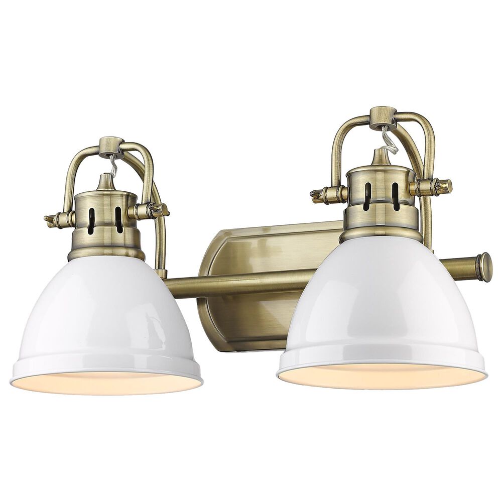 Golden Lighting Duncan 2-Light Bath Vanity in Aged Brass w/ White, , large