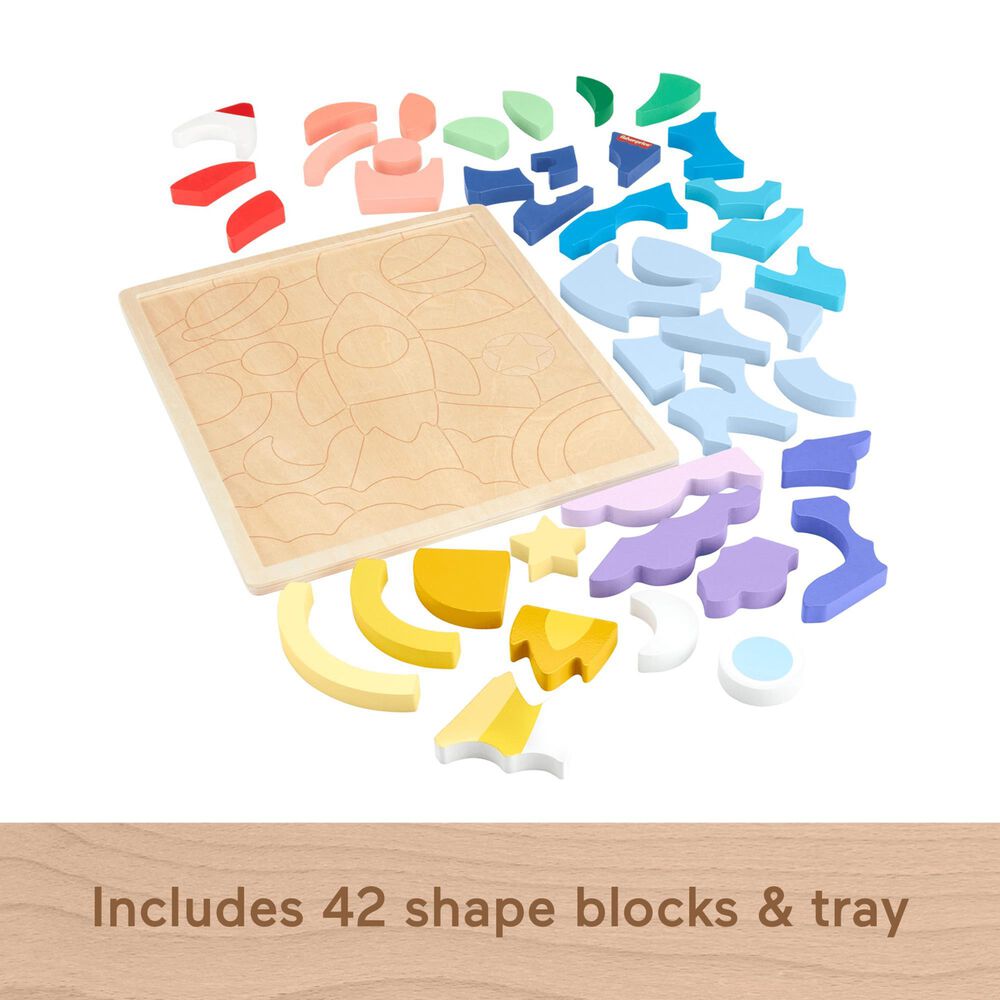 Fisher Price 43-Piece Wooden Space Blocks Puzzle, , large