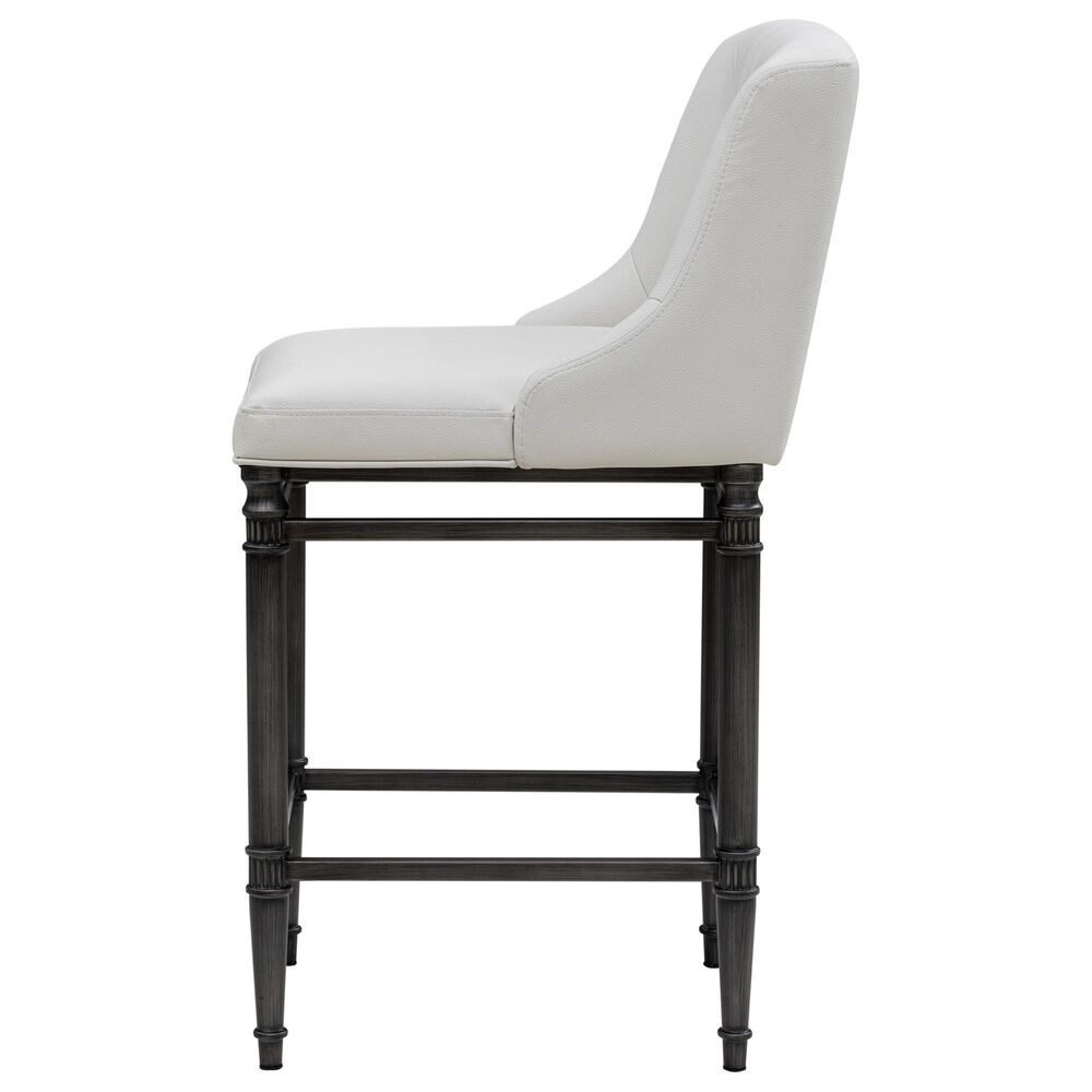 Armen Living Marvin Counter Height Stool with Ivory Upholstery in Antique Pewter, , large