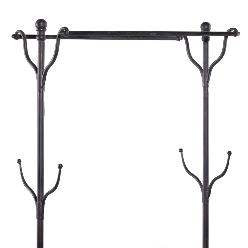 Maple and Jade 72&quot; Industrial Metal Hall Tree in Black and Brown, , large