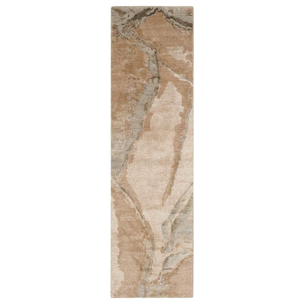 Nourison Silk Shadows 2"3" x 8" Beige and Silver Runner, , large