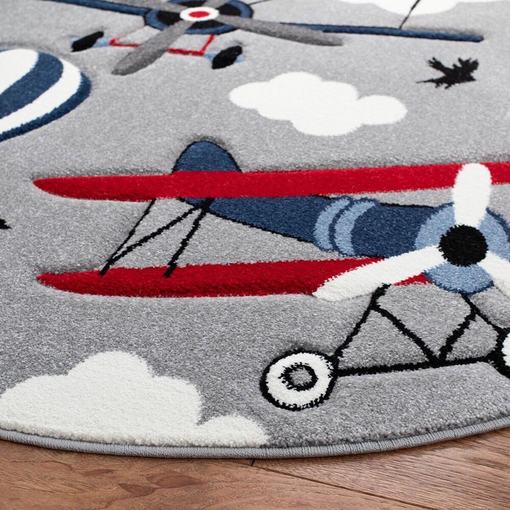 Safavieh Carousel 3&#39; Round Light Grey and Red Kids   Area Rug, , large