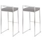 Lumisource Fuji Stackable Barstool with Grey Faux Leather Cushion in Stainless Steel (Set of 2), , large