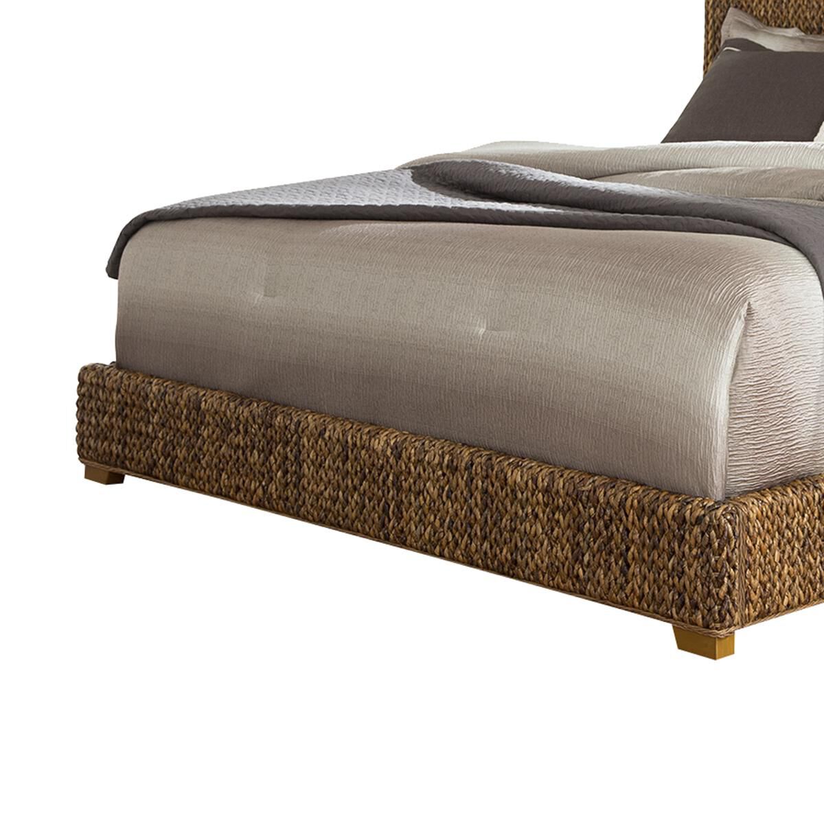 A line furniture modern country style hand cheap woven banana leaf bed with storage ottoman bench