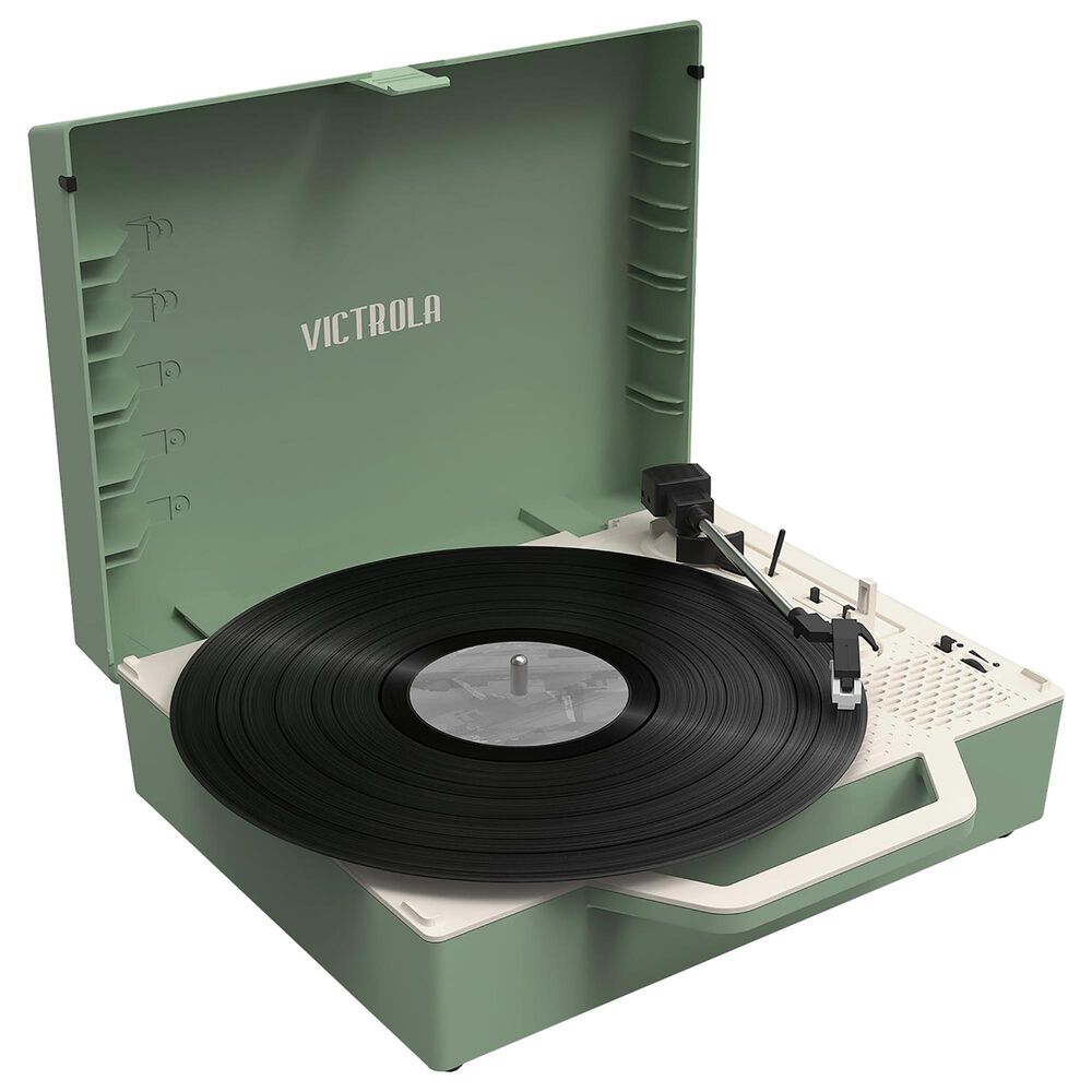 Victrola  Re-Spin Sustainable Bluetooth Suitcase Record Player and Cleaning Kit in Green, , large