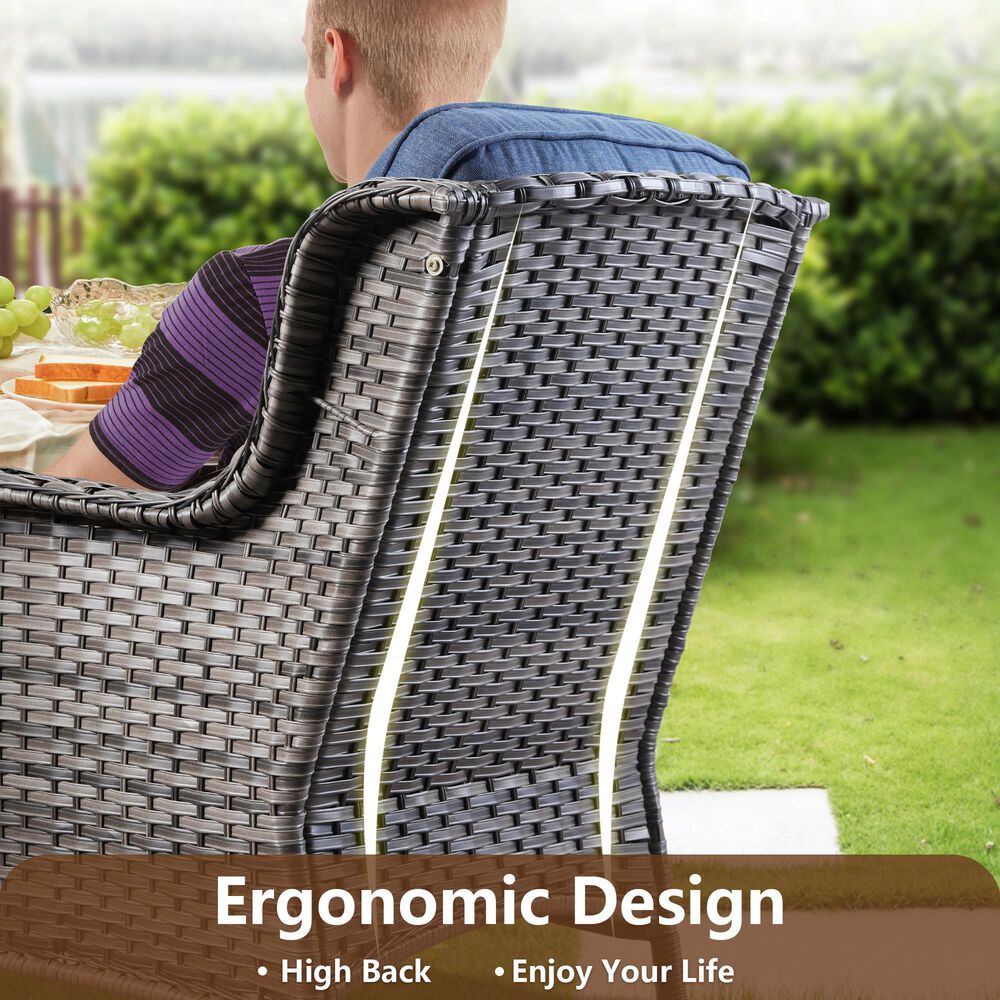 HOMLUX 29" Patio Single Chair in Denim Blue (Set of 2), , large