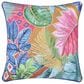J. Queen Bold Hanalei 18" Square Quilted Throw Pillow in Aqua, Orange, Pink, and Blue, , large