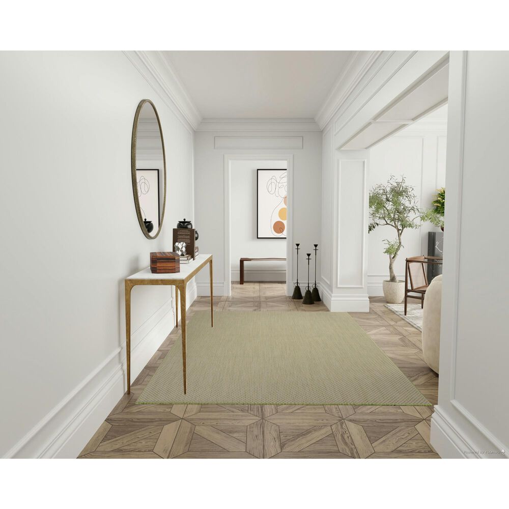 Nourison Courtyard Ivory and Green 6&#39; x 9&#39; Indoor/Outdoor Area Rug, , large