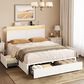 HOMLUX King 4-Drawer Storage Bed with LED Headboard and Charging Station in White, , large