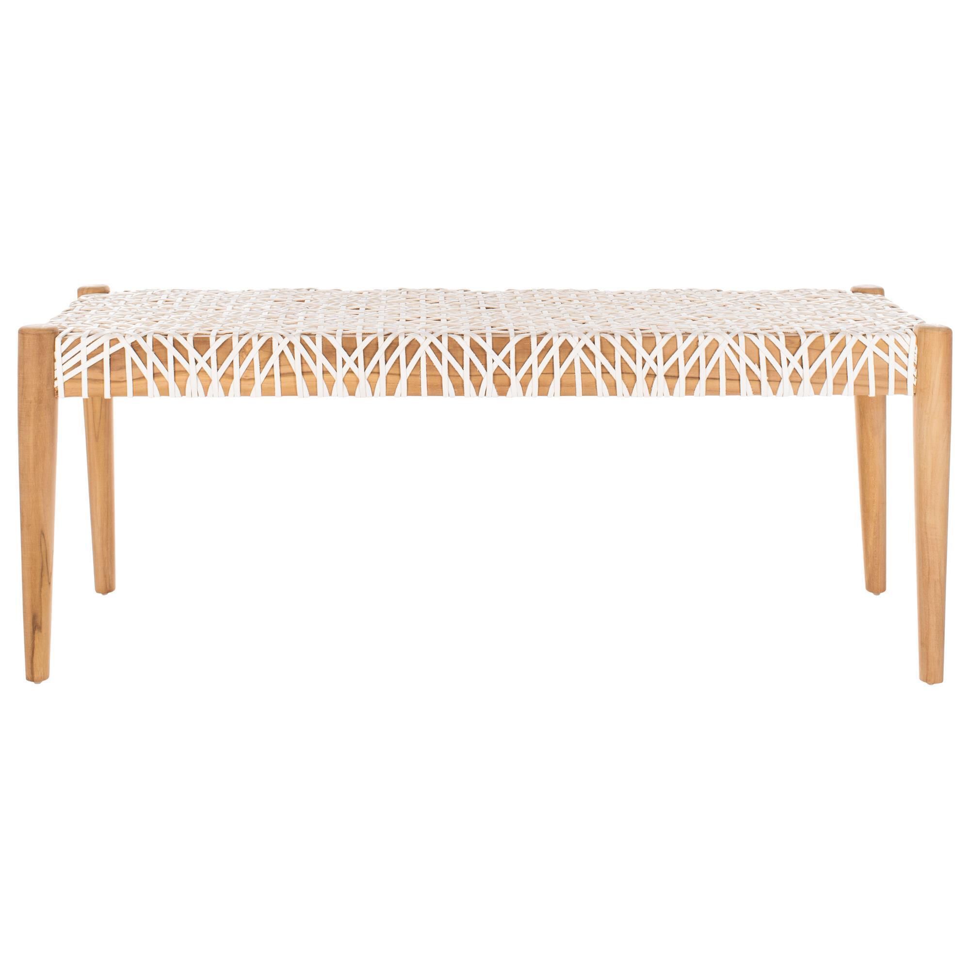 Safavieh Bandelier Bench with Off White Leather in Natural