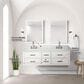 Lexora Home Castor 60" Double Bathroom Vanity in White with 2 cm White Carrara Marble Top and Rectangular Sinks, , large
