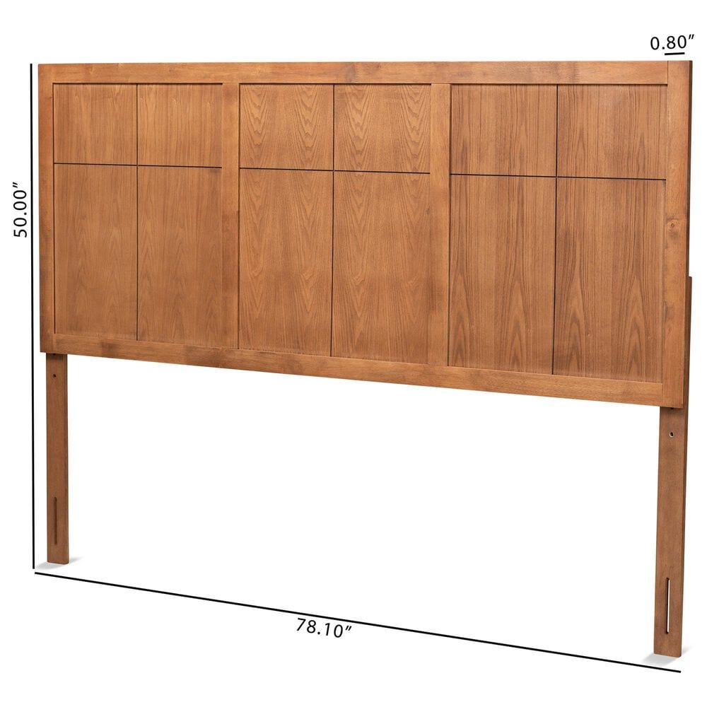 Baxton Studio Monroe King Panel Headboard in Ash Walnut, , large