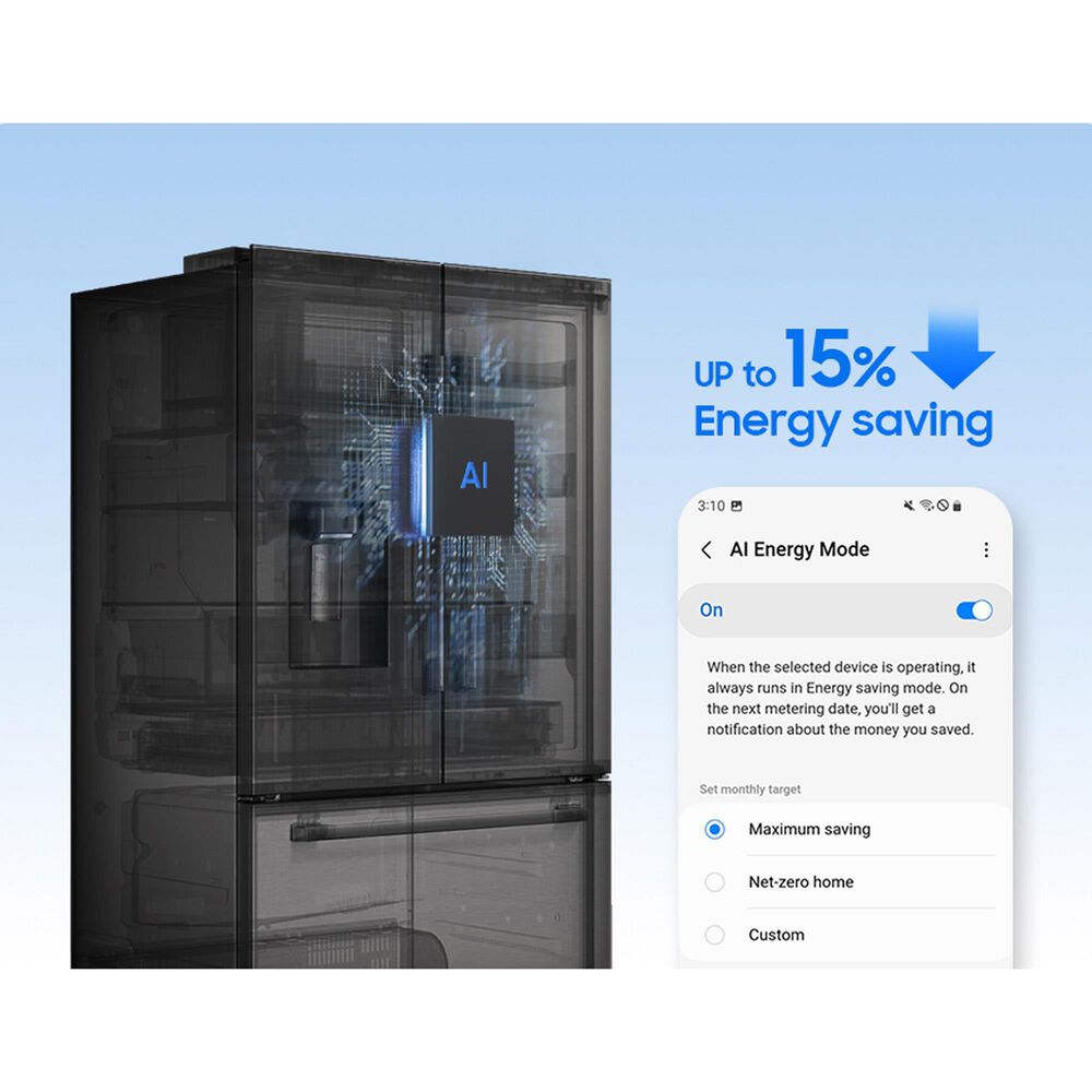 Samsung Bespoke AI 24 Cu. Ft. French Door Refrigerator with Zero Clearance Fit and Dual Auto Ice Maker in Fingerprint Resistant Stainless Steel, , large