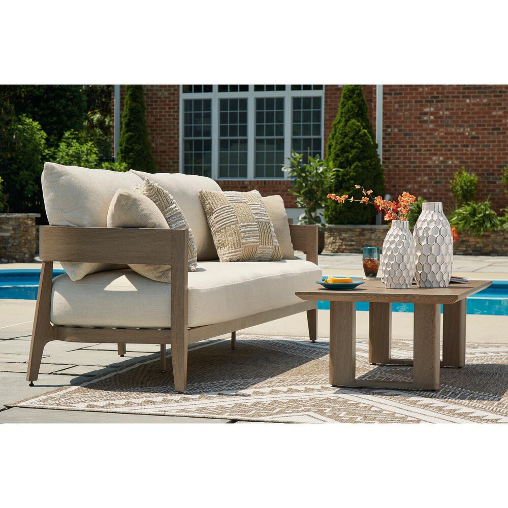 Ashley Serene Bay Patio Sofa in White, , large