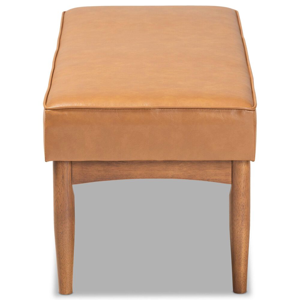 Baxton Studio Arvid Dining Bench with Tan Cushion in Walnut Brown, , large