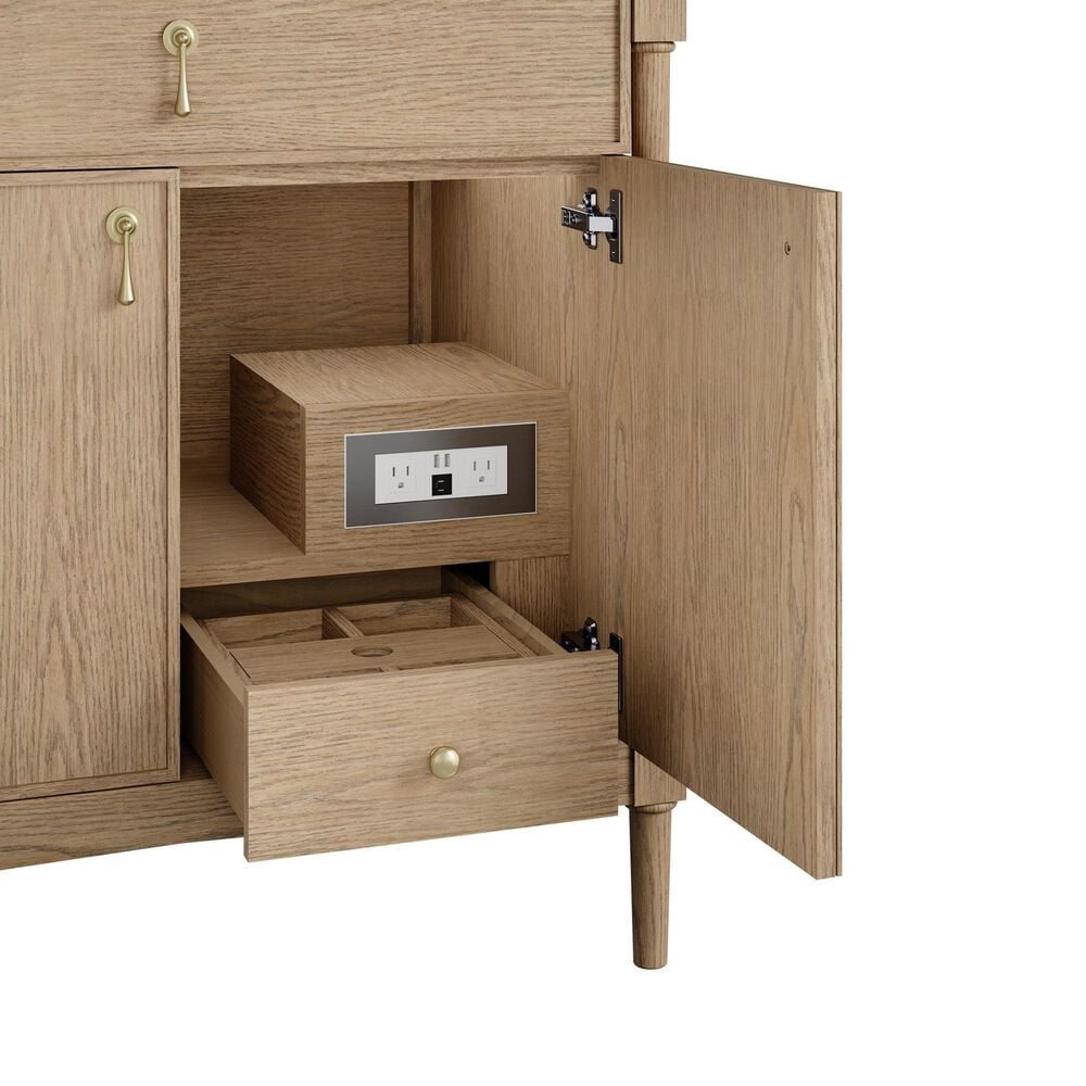 James Martin Kinnsden 36" Single Bathroom Vanity in Weathered Oak with 3 cm Carrara Marble Top and Rectangular Sink, , large