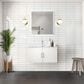 Lexora Home Geneva 36" Single Bathroom Vanity in Glossy White with 2 cm White Cultured Marble Top and Rectangular Sink, , large