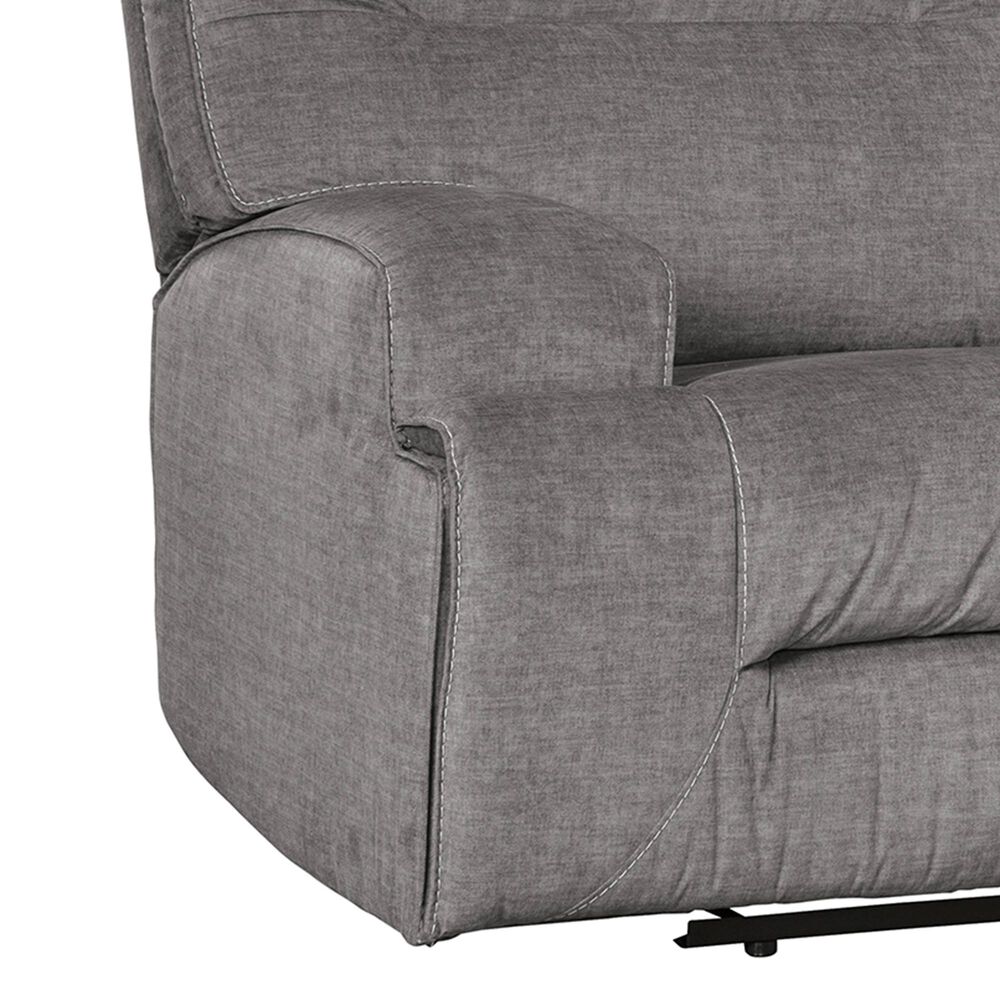 Benchcraft Coombs Double Power Reclining Loveseat with Console in Charcoal, , large