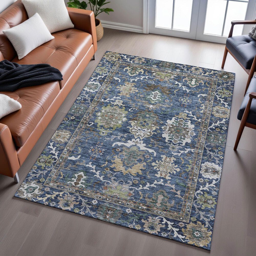 Dalyn Rug Company Silk Road Navy, Gold, Copper, Blue, Teal, Mocha and Fern 8&#39; x 10&#39; Area Rug, , large