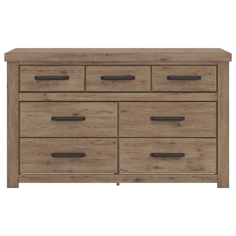 Ashley Oliandon King Storage Bed with Dresser Chest and 2 Nighstands in Brown, , large