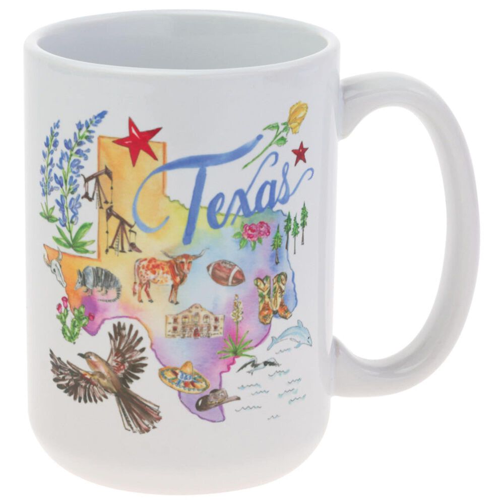 Boston International Texas State Mug in White, Blue, Red, Yellow, Green, Brown, Purple and Orange, , large