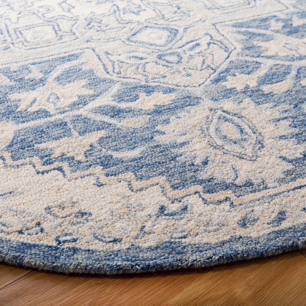 Safavieh Micro-Loop MLP503M 7&#39; Round Blue and Ivory Area Rug, , large