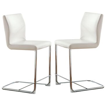 Furniture of America Jordan Counter Side Chair with White Cushion in Chrome (Set of 2), , large