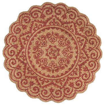 L&R Resources Synergy 54125RED 4" Round Tan and Raspberry Red Area Rug, , large