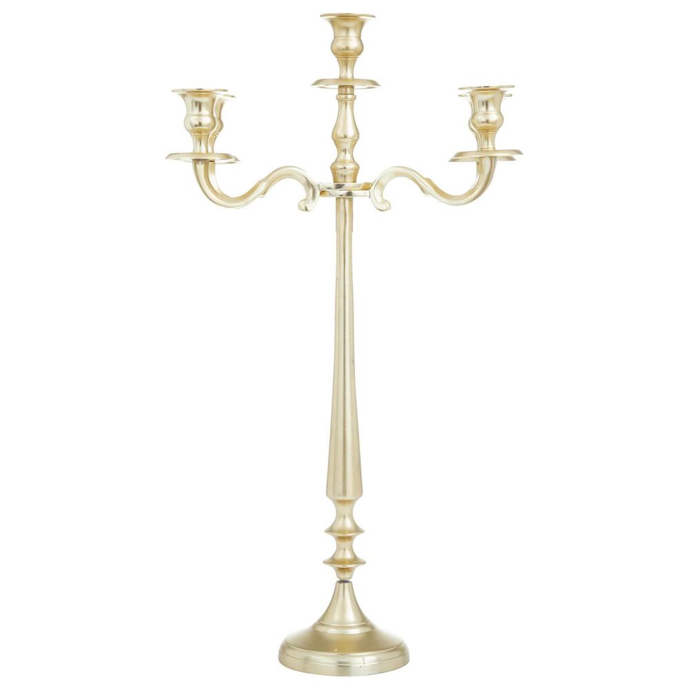 Maple and Jade Tapered 5-Plate Candelabra in Polished Gold, , large