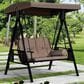 HOMLUX 2-Seat Outdoor Porch Swing with Adjustable Tilt Canopy and Foldable Tray in Beige, , large