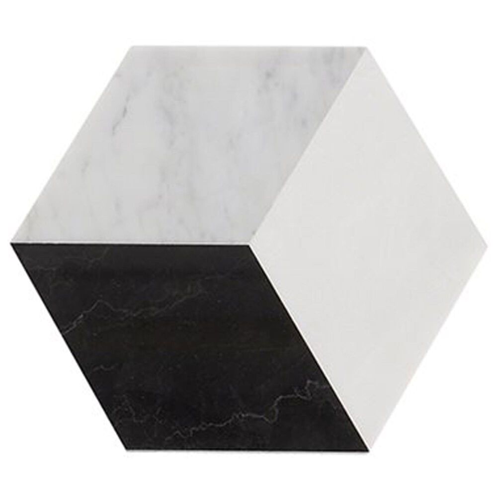 Soho Studio Pari Classico Thassos, Nero and Carrara 8" x 9.21" Marble Mosaic Sheet, , large