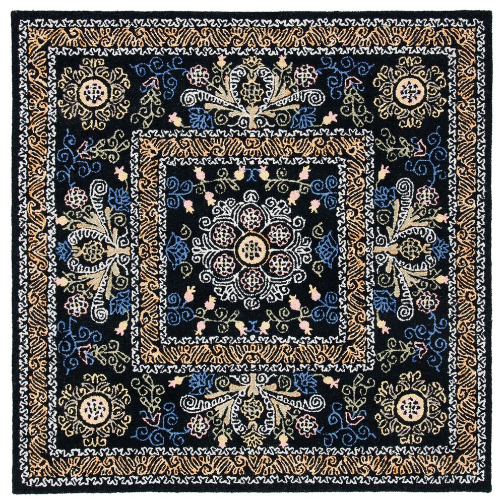 Safavieh Micro-Loop 5" Square Black and Green Area Rug, , large