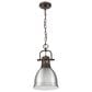 Golden Lighting Duncan 1-Light Small Pendant with Chain and Pewter Shade in Rubbed Bronze, , large