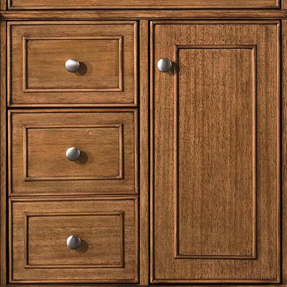 James Martin Vanities Bristol 30&quot; Single Bathroom Vanity in Saddle Brown with 3 cm Parisien Bleu Quartz Top and Rectangular Sink, , large