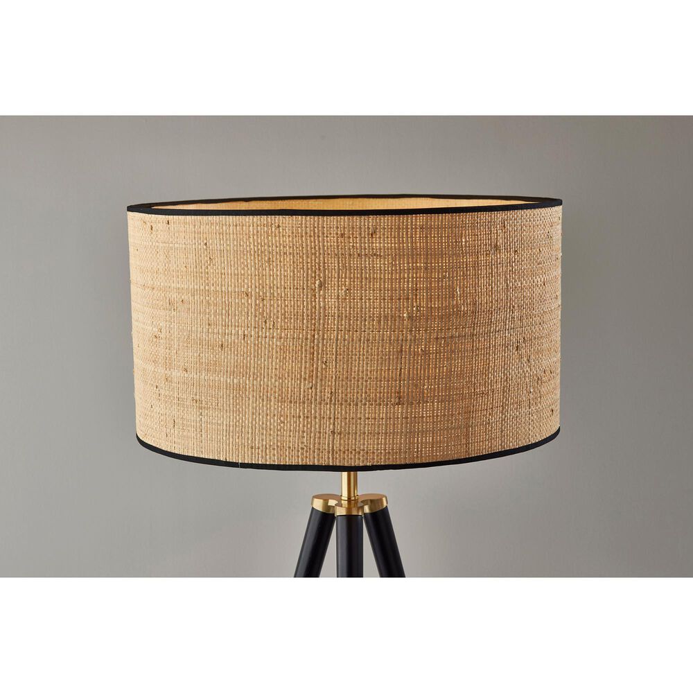 Adesso Jackson Floor Lamp in Black and Antique Brass, , large