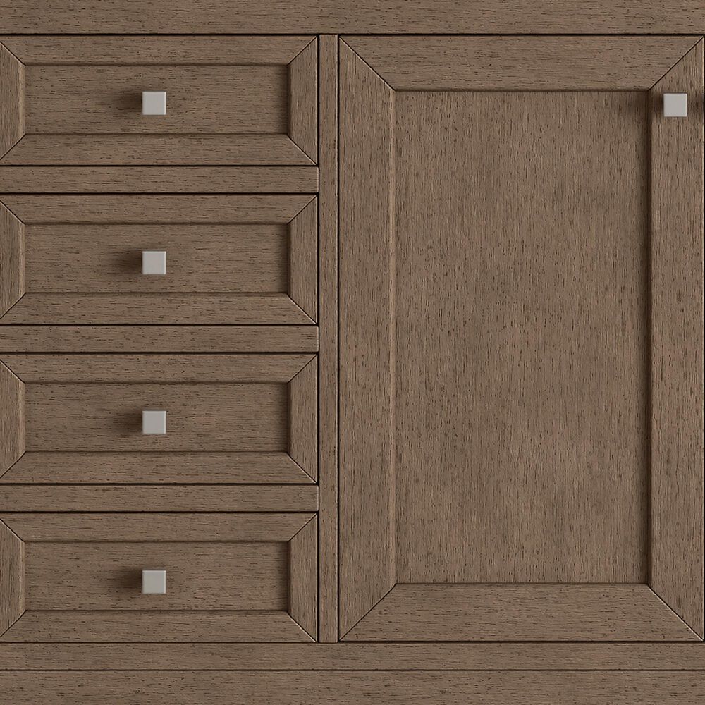 James Martin Vanities Chicago 60&quot; Single Bathroom Vanity in Whitewashed Walnut with Single Hole 3 cm White Zeus Quartz Top and Rectangular Sink, , large