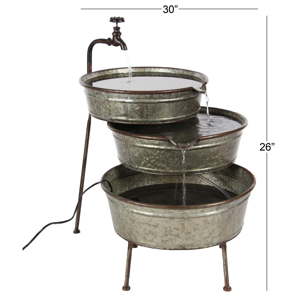Maple and Jade 26&quot; Farmhouse 3-Tier Tub Fountain in Gray, , large
