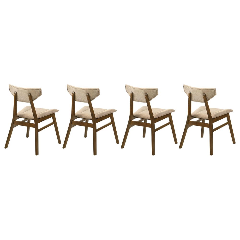 Armen Living Amaris Side Chair with Sand Upholstery in Warm Walnut (Set of 4), , large