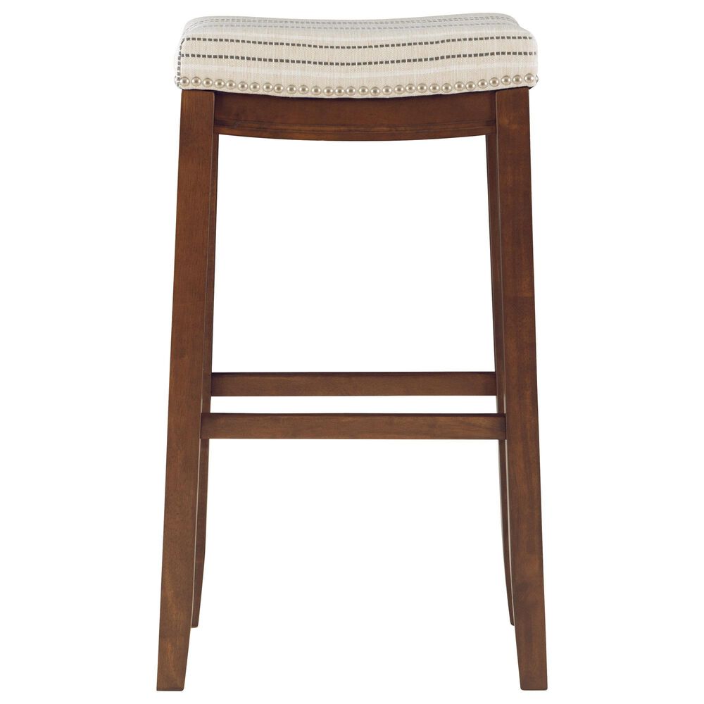 Linon Home Decor Claridge Bar Stool with Natural Cushion in Rich Brown, , large