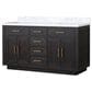 Lexora Home Abbey 60" Double Bathroom Vanity in Black Oak with 2 cm White Carrara Marble Top and Rectangular Sinks, , large