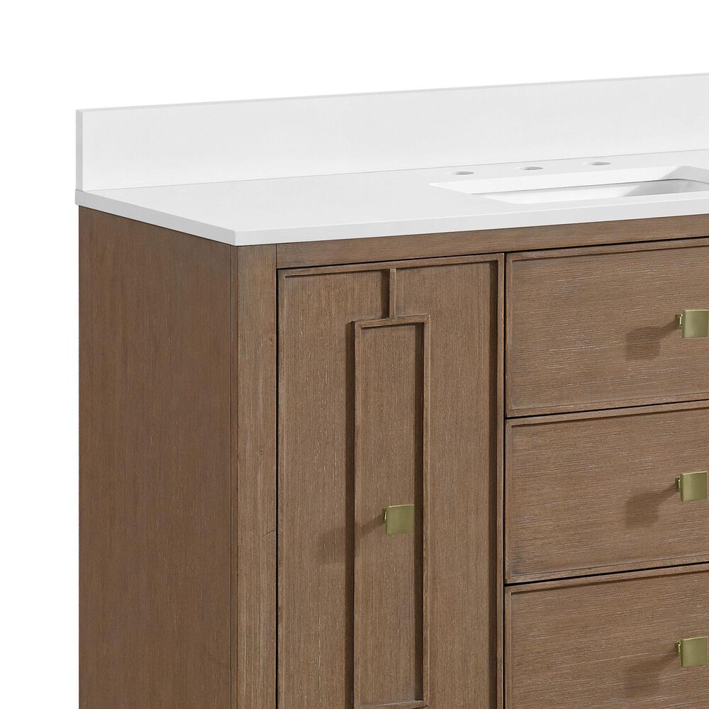 37B Kinsale 48" Single Bathroom Vanity Cabinet in Walnut Drift with White Composite Stone Top and Backsplash, , large