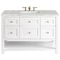 James Martin Vanities Breckenridge 48" Single Bathroom Vanity in Bright White with 3 cm Victorian Silver Quartz Top and Rectangular Sink, , large