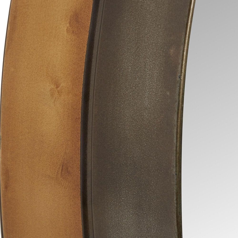Maple and Jade 32&quot; Round Metal Wall Mirror with Thin Frame in Matte Brown and Black, , large