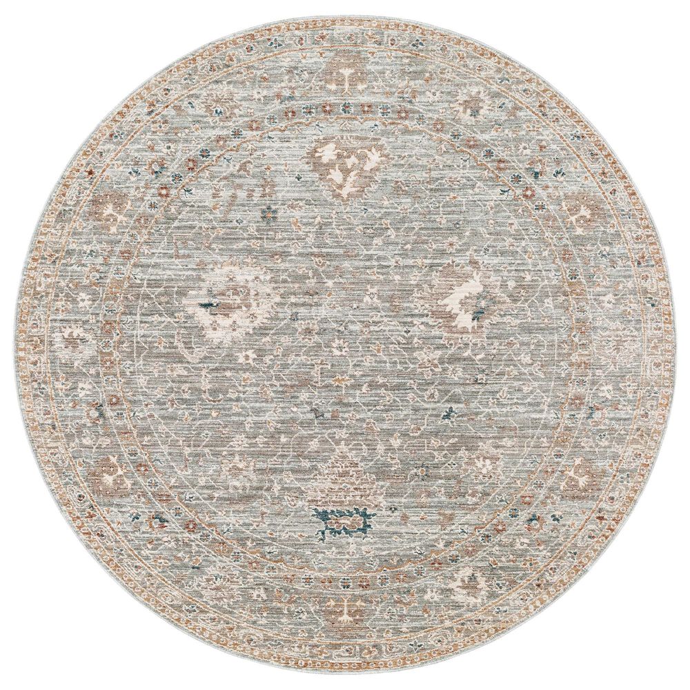 Surya Carlisle 5"3" Round Seafoam, Blue, Dusty Sage, Dusty Pink, Ivory and Medium Brown Area Rug, , large