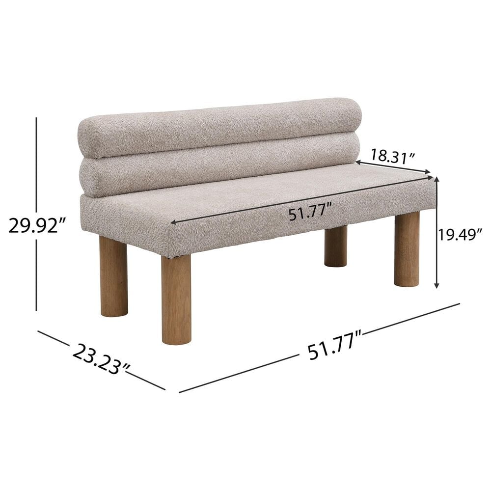 Hearth and Haven 52" Upholstered Dining Bench in Natural, , large