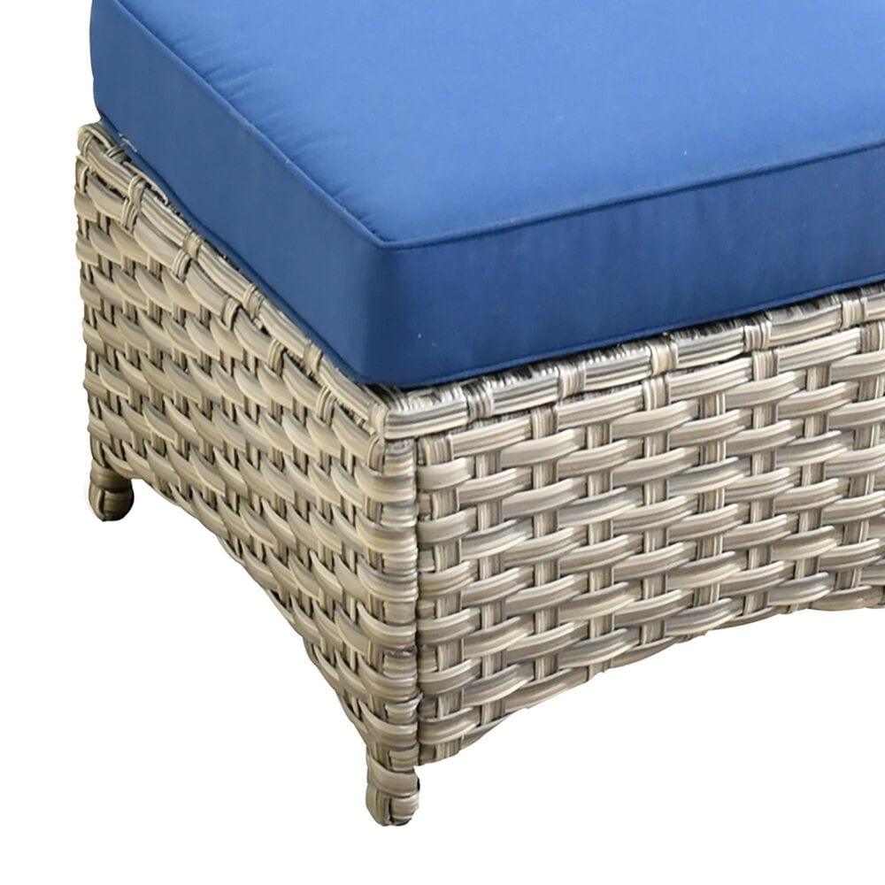 HOMLUX 2-Piece Outdoor Wicker Ottoman Set with Cushion in Navy Blue, , large