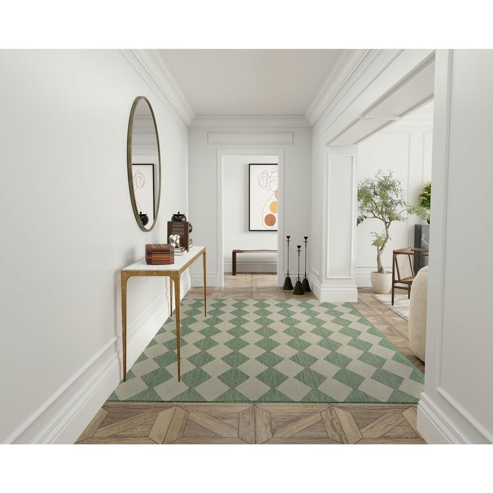 Nourison Positano Geometric Blue and Green 7&#39; x 10&#39; Indoor/Outdoor Area Rug, , large