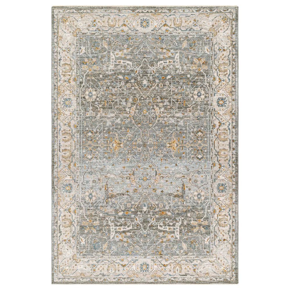 Surya Dresden Deep Teal, Dusty Sage, Taupe, Off-White, Light Gray, Olive and Mustard 2"7" x 3"11" Area Rug, , large