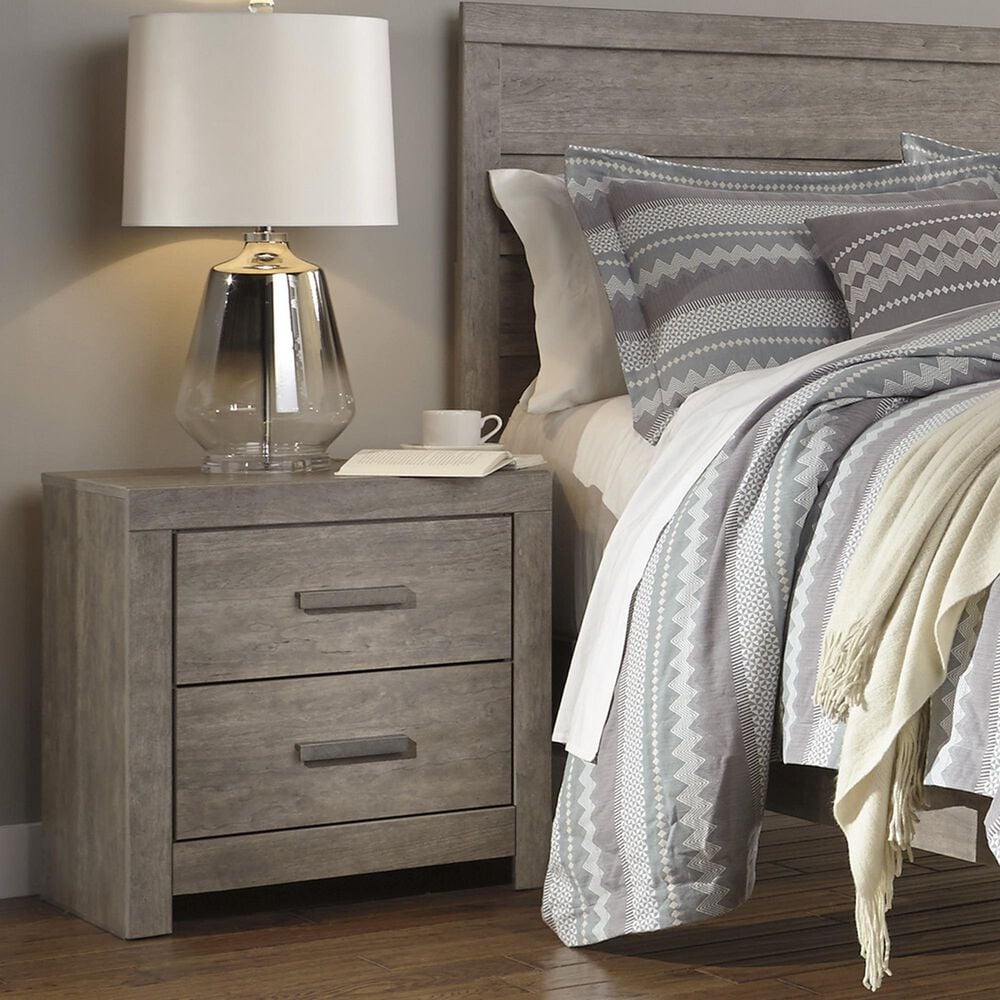 Ashley Culverbach 2 Drawer Nightstand in Driftwood Gray with USB Ports, , large