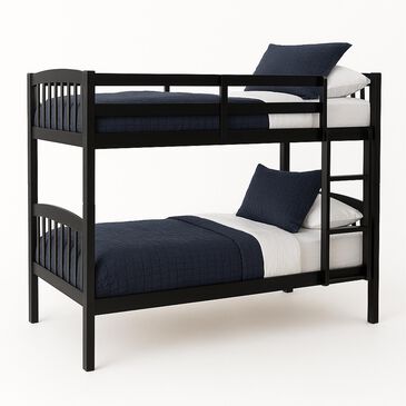 Linon Home Decor Twin Over Twin Bunk Bed in Black, , large